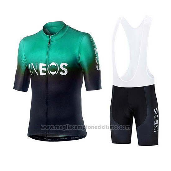 2019 Abbigliamento Ciclismo Castelli Ineos Nero Verde Manica Corta e Salopette